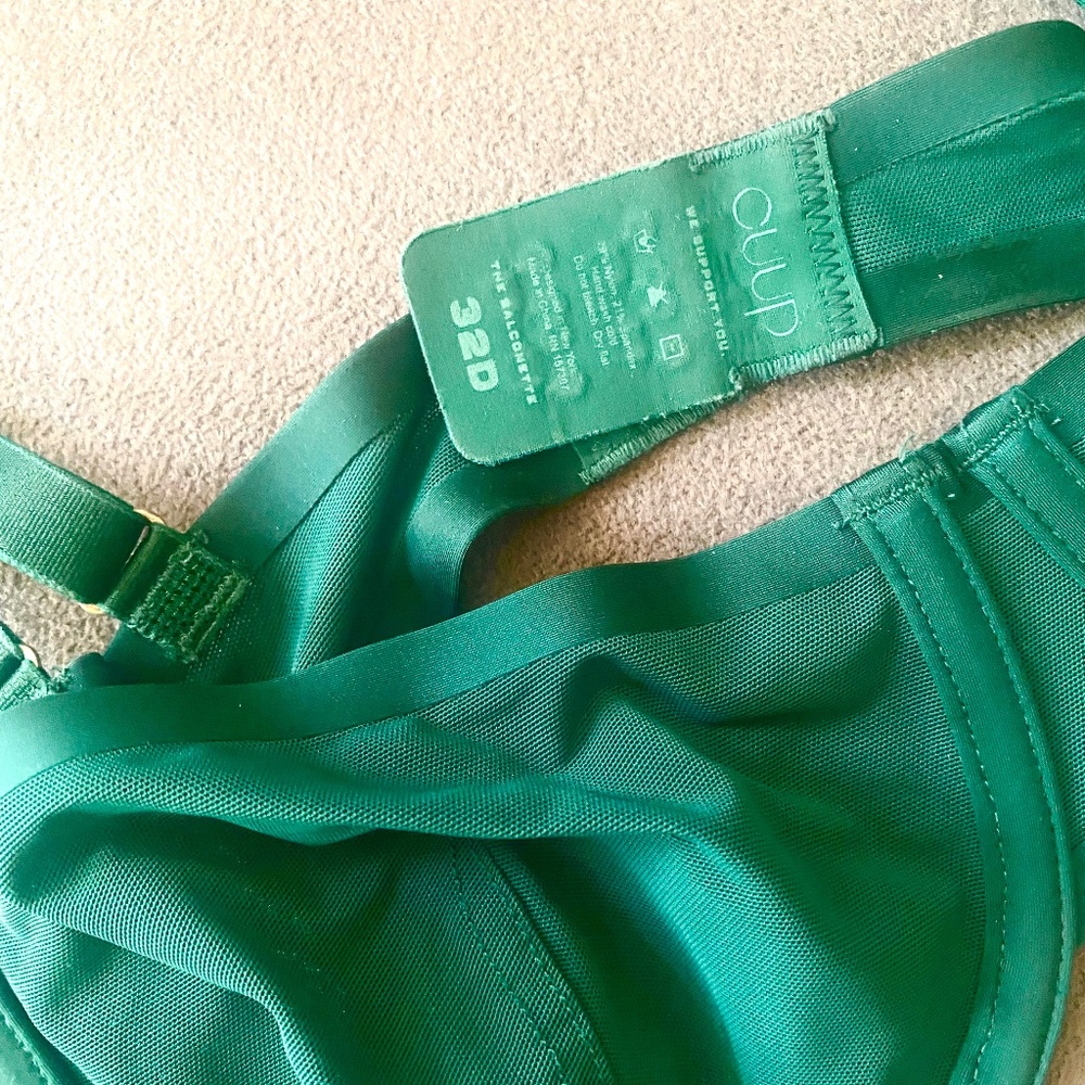 CUUP BRA 32D EMERALD GREEN BALCONETTE